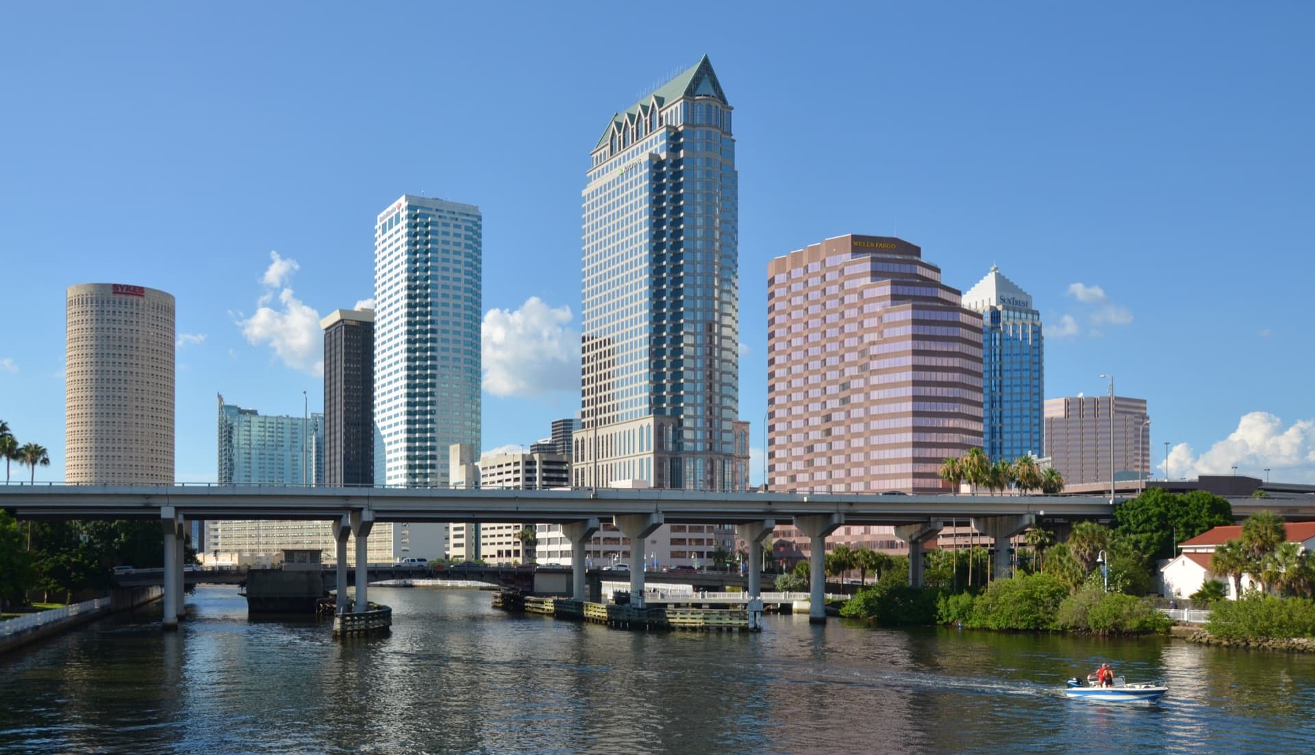 Downtown Tampa skyline along the Riverwalk